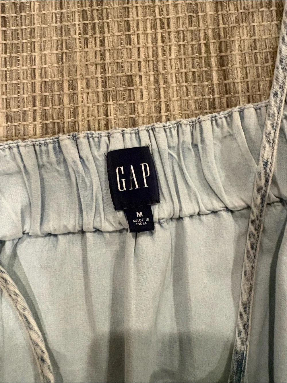 Gap Denim Wash Light Blue Bubble Hem Spaghetti Strap Dress